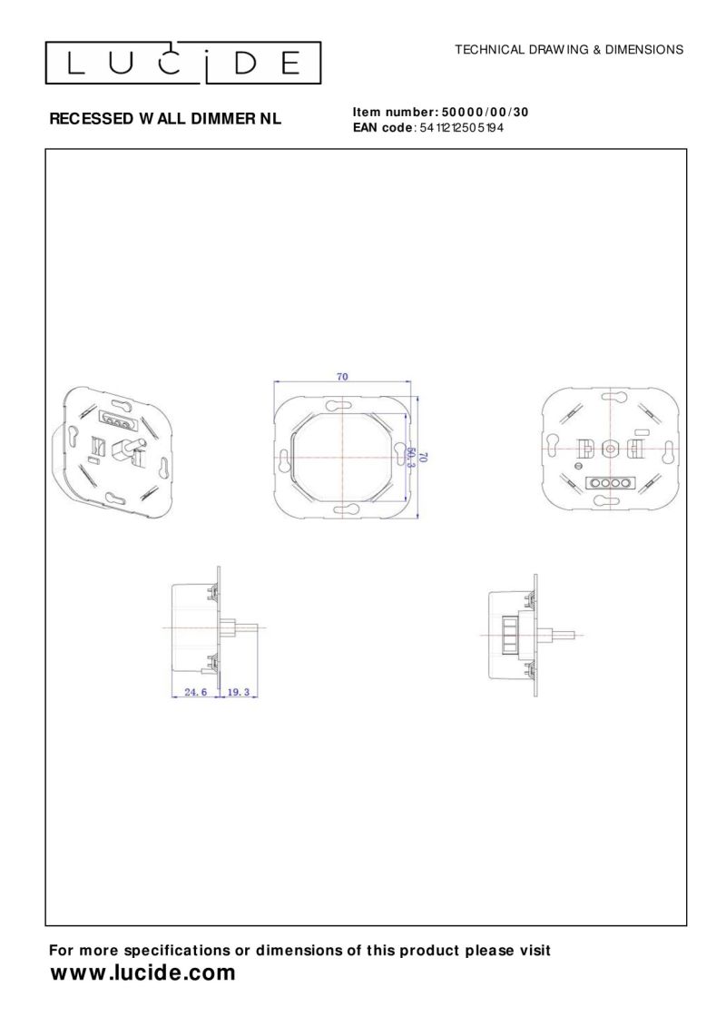Lucide Zapustený stmievač - 300 W 230 V - Čierny